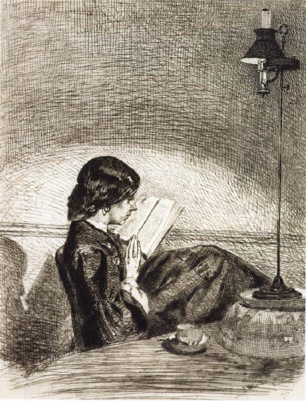 James Abbott McNeil Whistler Reading by Lamplight oil painting image